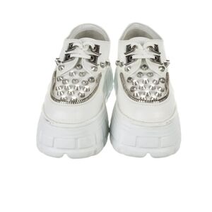 Miu Miu White Studded Platform Derby Shoes